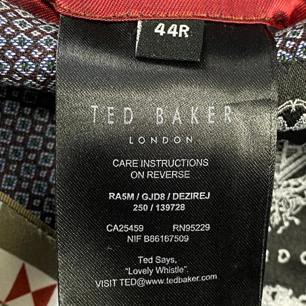 Ted Baker Sport Coat Men 44R Purple Micro Diamond Wool Blazer Modern Fit DEZIREJ